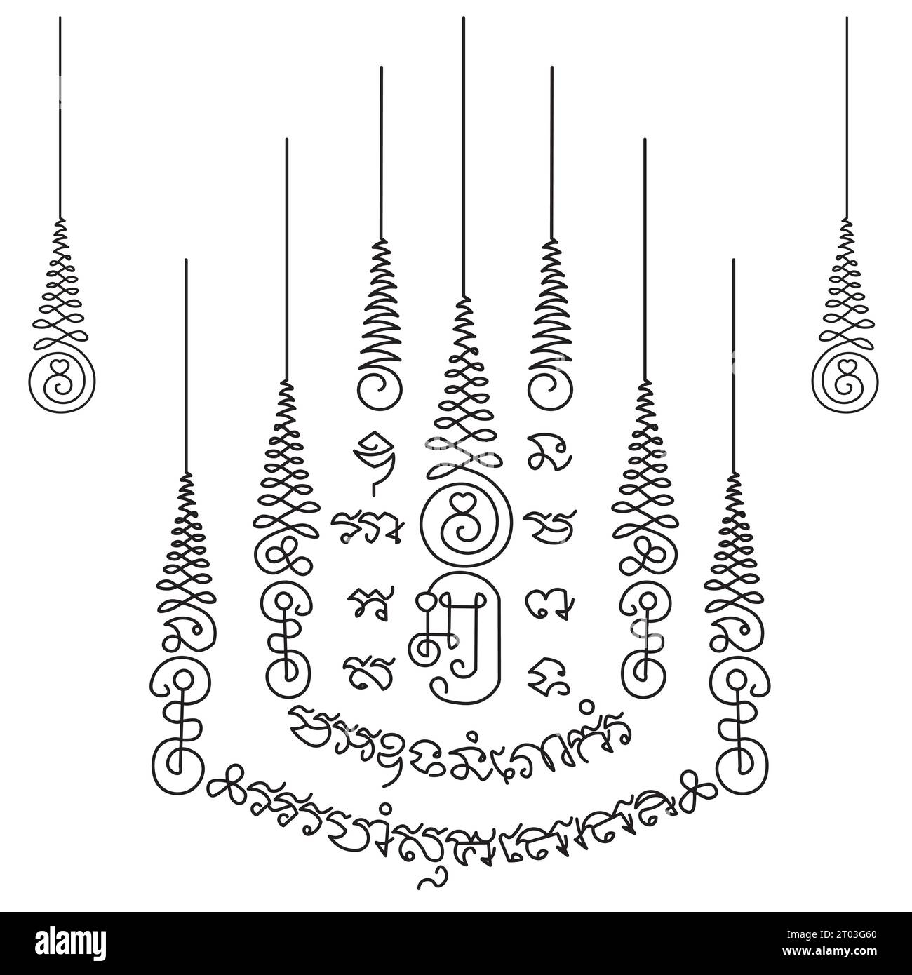 Traditionelle thailändische Malerei und Tattoo Vektor. Traditionelle thailändische Tattoo. Es ist ein antikes Muster. Die verschiedenen Leistungsmerkmale und den Schutz haben. Stock Vektor