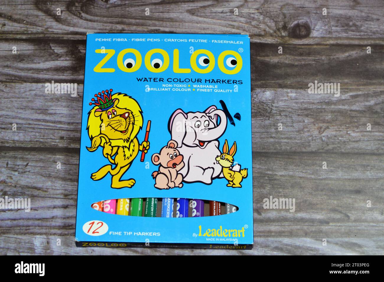 Kairo, Ägypten, 27. September 2023: Zooloo Aquarellmarker, Aquarellstifte in verschiedenen Farben zum Malen, Back-to-School-Konzept, Schulzubehör Stockfoto