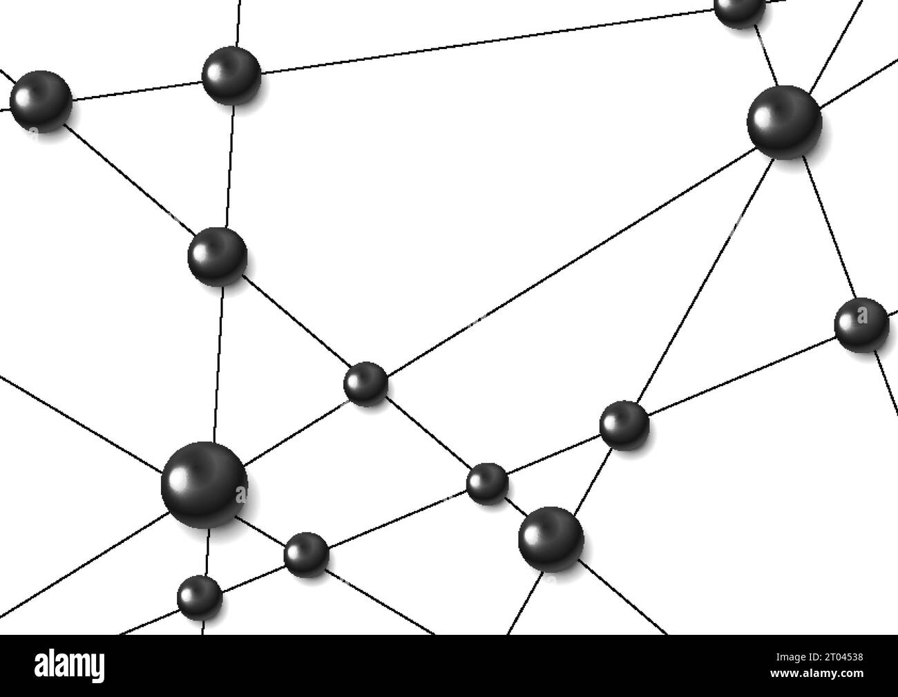 Technologie-Netzwerk-Kommunikation abstrakter Hintergrund mit schwarzen glänzenden Kreisen. Vektordesign Stock Vektor