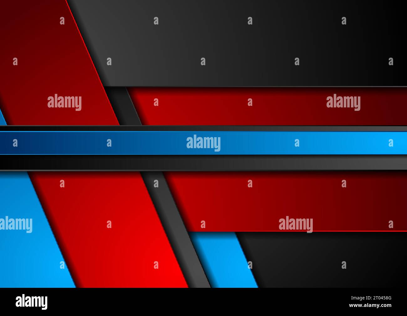 Blaue und rote geometrische Streifen abstrakter Tech-Unternehmenshintergrund. Vector Digital Art Design Stock Vektor