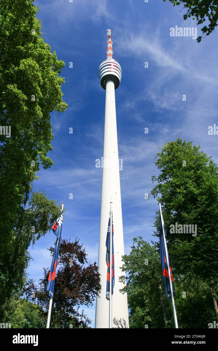 Fernsehturm Stuttgart, 217 Meter hoch und der erste Fernsehturm der Welt, Landeshauptstadt Stuttgart, Baden-Württemberg Stockfoto
