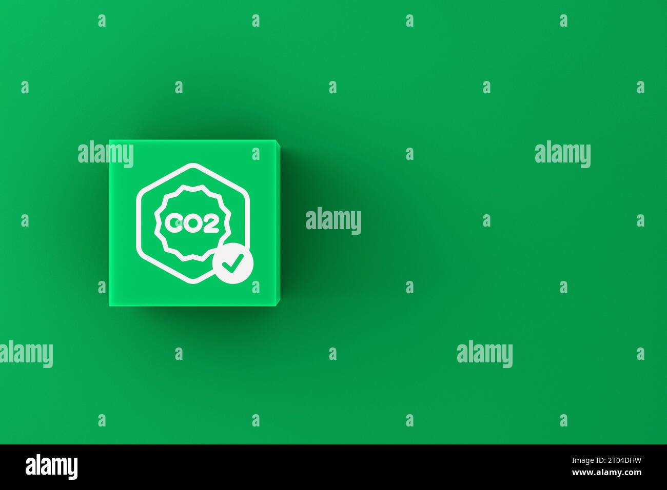 CO2-CO2-Emissionsreduktionskonzept. Kohlendioxidkredite zur Begrenzung der globalen Erwärmung durch den Klimawandel. CO2-neutral zertifiziert. CO2-Symbol auf GREE Stockfoto