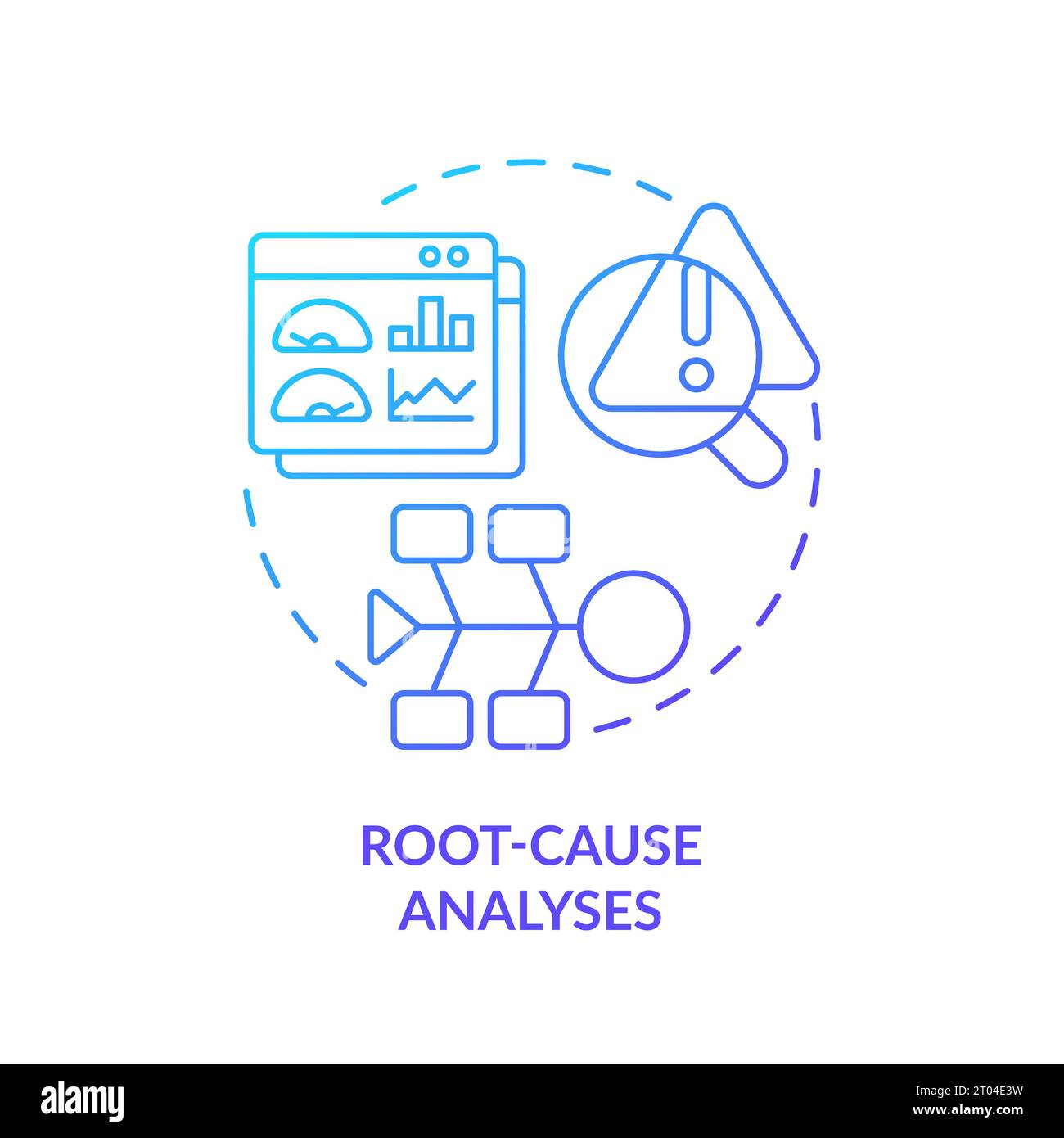 Konzept für die Ursachenanalyse des dünnen linearen Symbols für 2D-Verläufe Stock Vektor