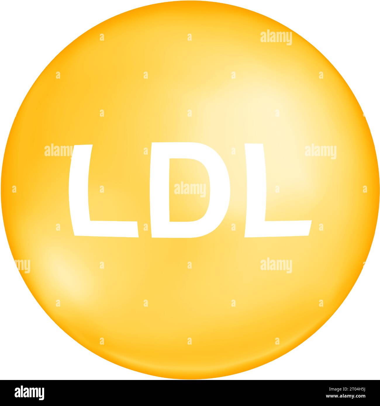 Cholesterin-LDL-Typ. Schlechte gelbe Cholesterin-Blase. Lipoprotein-Symbol mit niedriger Dichte auf weißem Hintergrund. Medizinische Infografik. Vektorabbildung. Stock Vektor