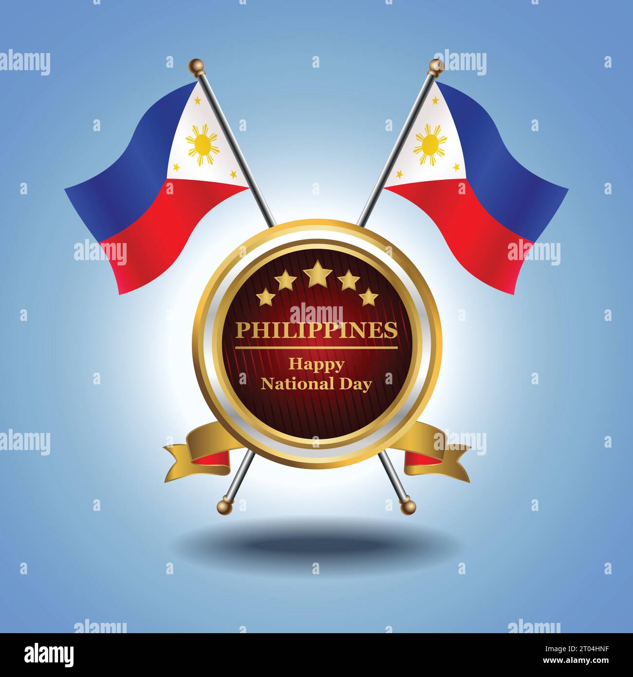 Kleine Nationalflagge der Philippinen auf Circle mit garadasiblauem Hintergrund Stock Vektor