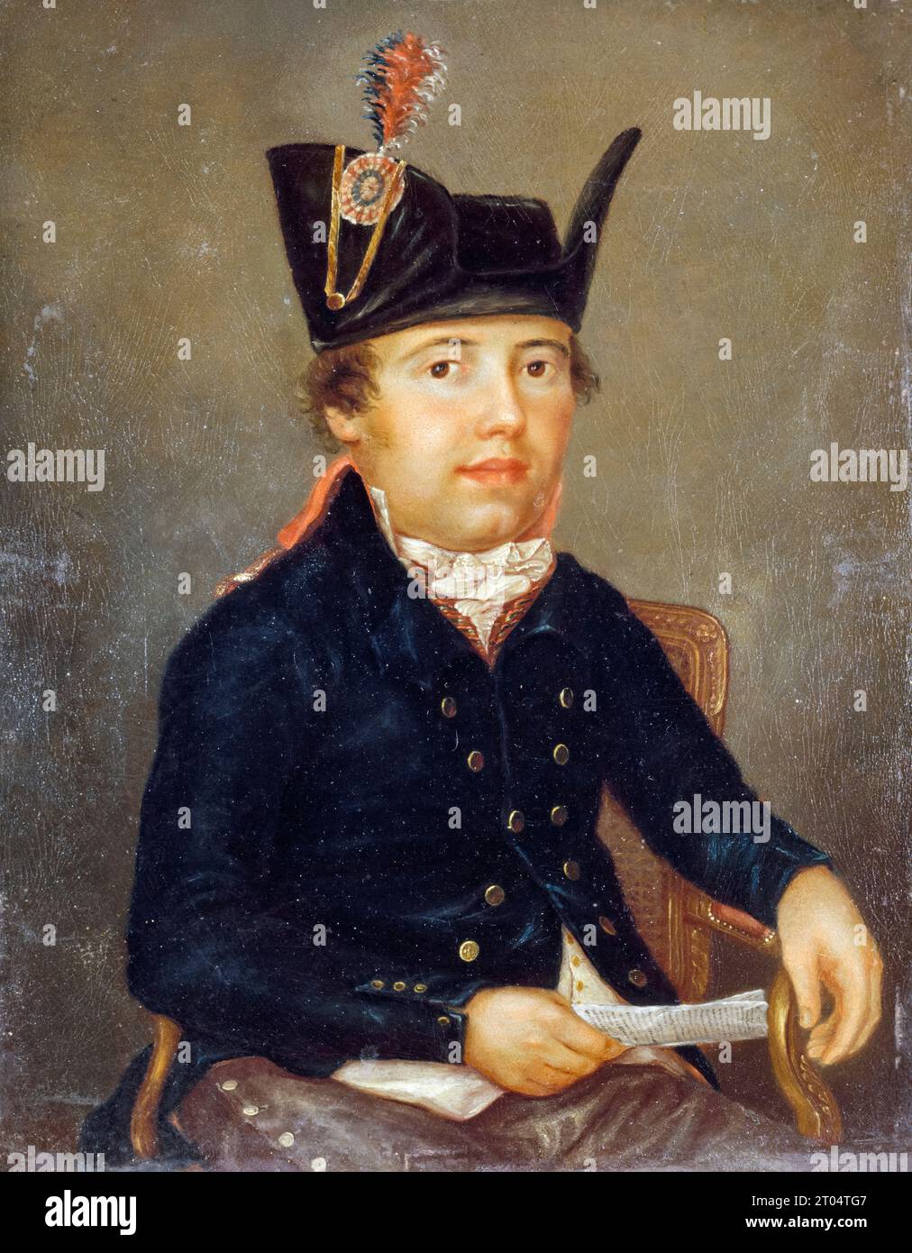 Pierre-Francois Palloy (1755–1835), bekannt als Palloy Patriote (Palloy der Patriot), ein Unternehmer-Bauunternehmer, der sich für die Überwachung des Abbruchs der Bastille, Porträt in Öl auf Leinwand von A. Donchery, um 1789, erinnert hat Stockfoto