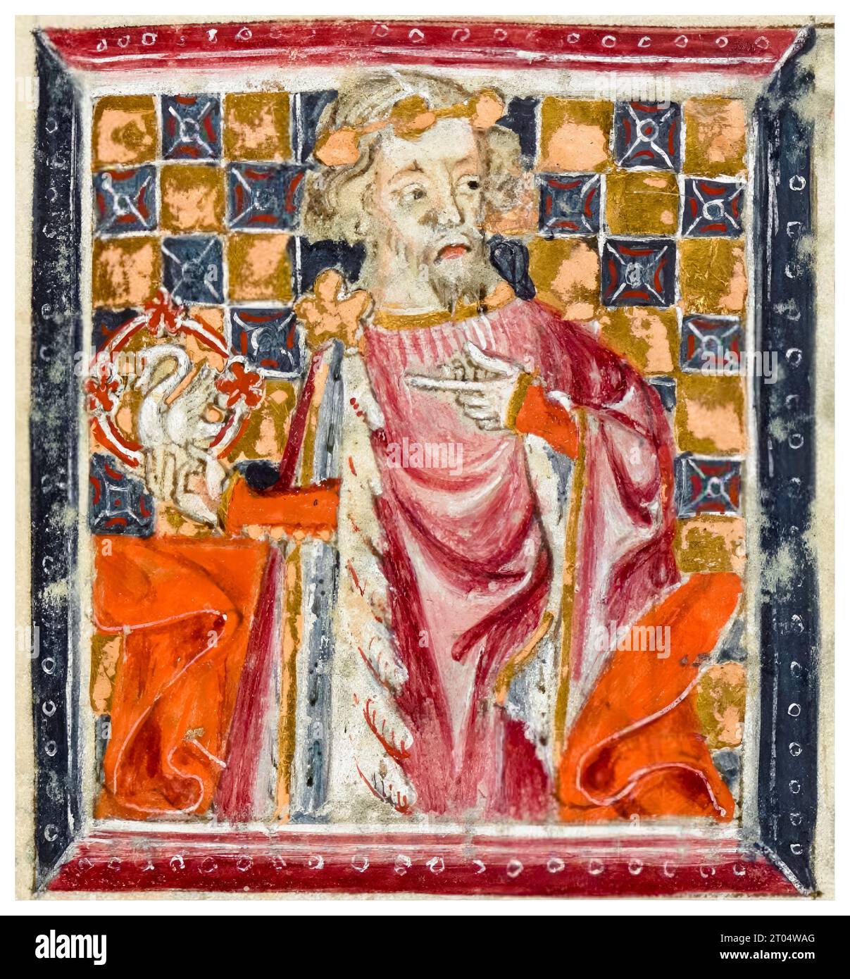 Thomas of Woodstock, Duke of Gloucester (1355–1397), Porträtgemälde auf beleuchteter Handschrift von Alan Strayler, um 1380 Stockfoto