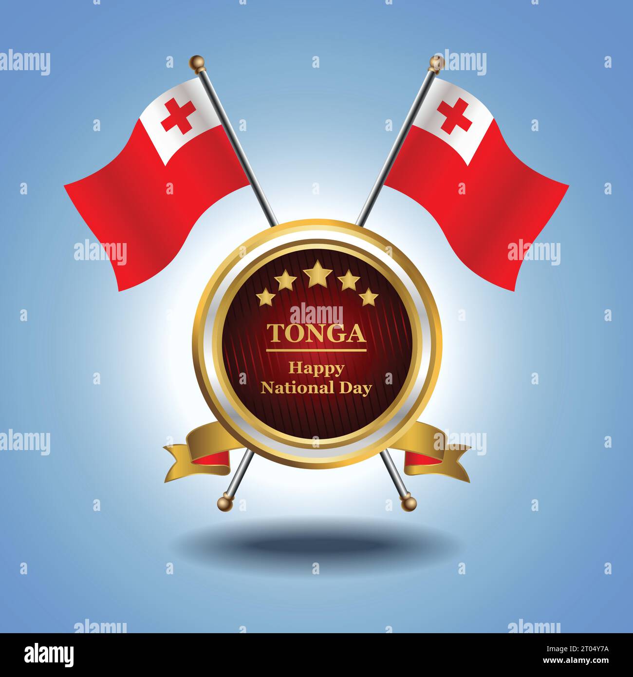 Kleine Nationalflagge von Tonga auf dem Kreis mit garadasiblauem Hintergrund Stock Vektor