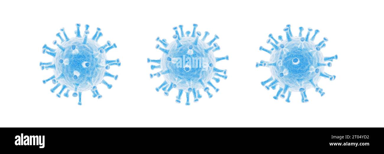 Virus isoliert auf weißem Hintergrund. 3D-Abbildung. Stockfoto Virus isoliert auf weißem Hintergrund. 3D-Abbildung. Stockfoto