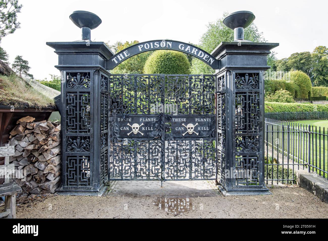 Der Poison Garden in Alnwick Gardens, Northumberland, wird manchmal als "der tödlichste Garten der Welt" bezeichnet! Weckt Neugier und Interesse. Stockfoto