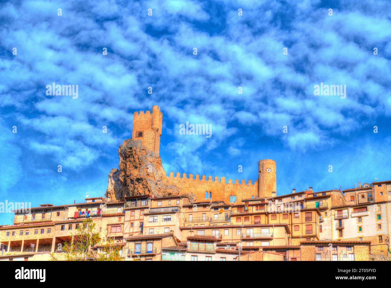 Spanische Burg Frias Spanien schönste spanische Dörfer, historische mittelalterliche Stadt in Burgos Provinz Kastilien und Leon Stockfoto