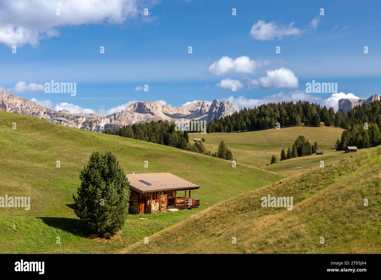 Blick von der Seiser Alm, Seiser Alm, zur Gruppo Puez, Südtirol Stockfoto