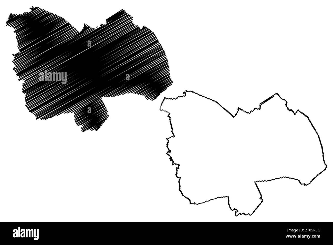 Gemeinde Meierijstad (Königreich der Niederlande, Holland, Nordbrabant oder Provinz Noord-Brabant) Kartenvektordarstellung, skizzierte Karte Stock Vektor