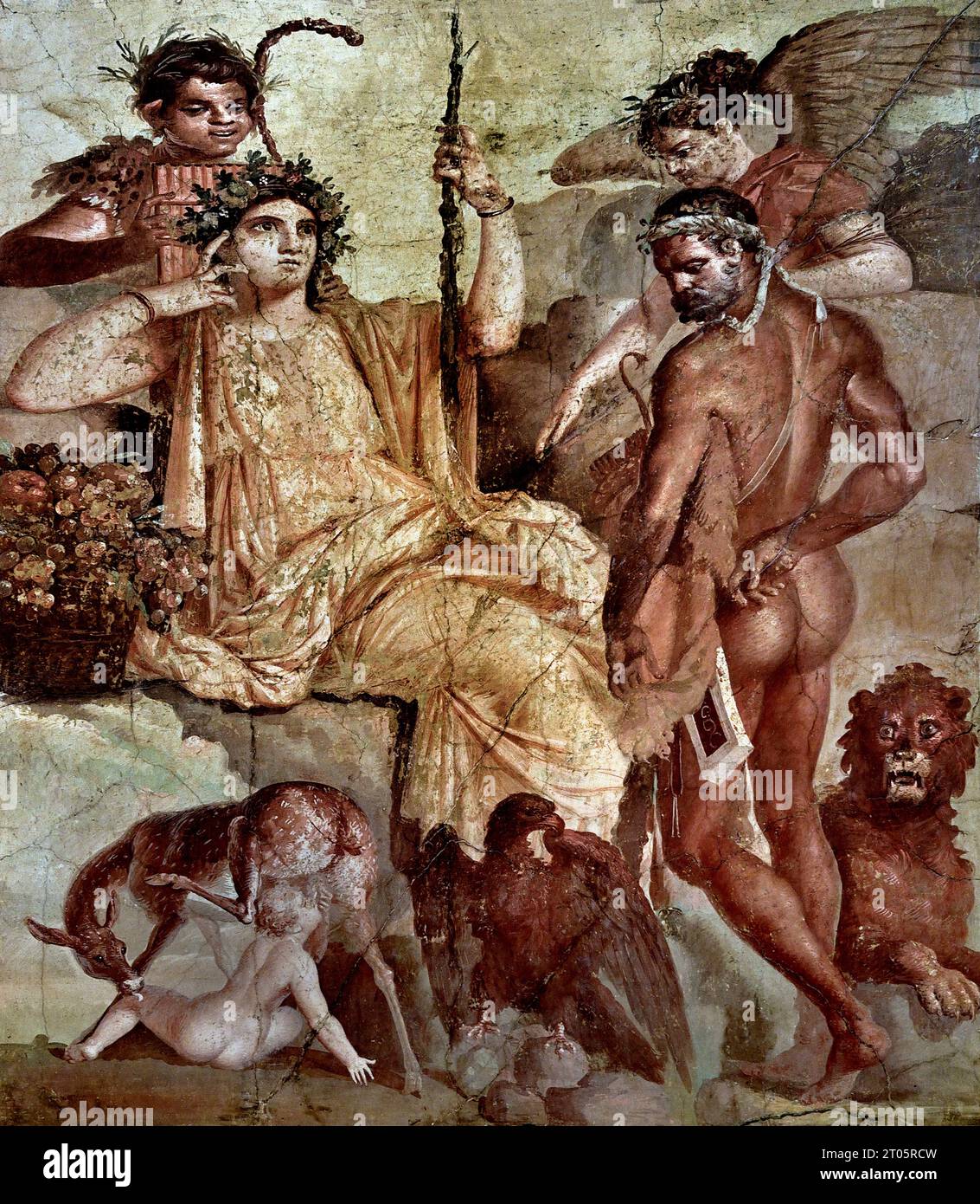 Die römische Stadt Fresco Pompeji befindet sich in der Nähe von Neapel in der Region Kampanien in Italien. Pompeji wurde bei der Eruption des Vesuvs 79 n. Chr. unter 4-6 m vulkanischer Asche und Bimsstein begraben. Italien (Geheimes Kabinett) Stockfoto