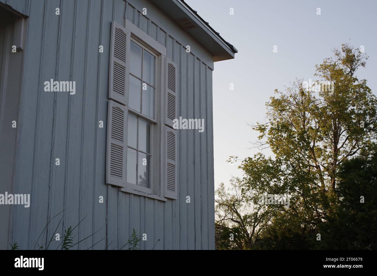 Blue Building in Cypress Mill, Texas Stockfoto