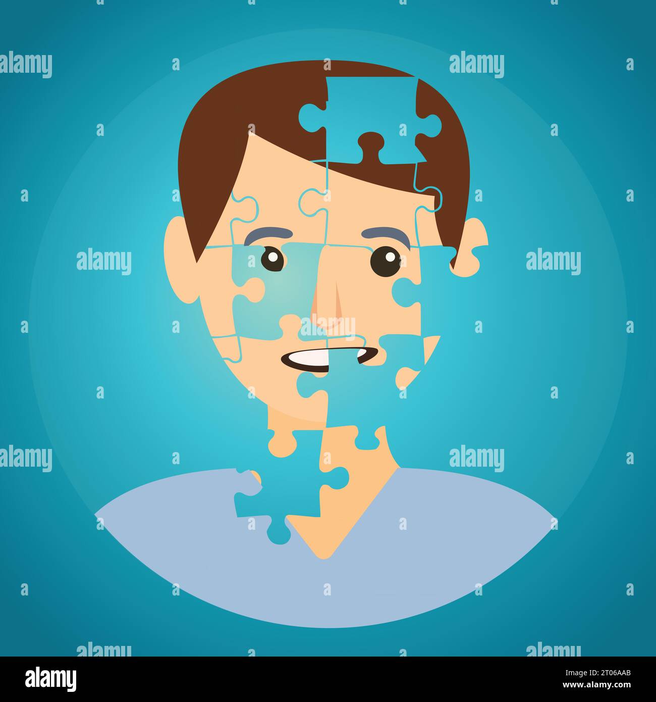 Unvollständiges Gesicht eines Mannes Teil eines Puzzles Stock Vektor