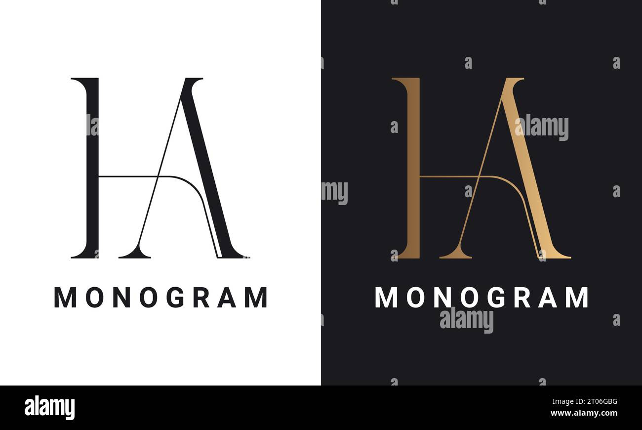 Luxuriöses Initial HA- oder AH-Monogramm-Logo-Design Stock Vektor