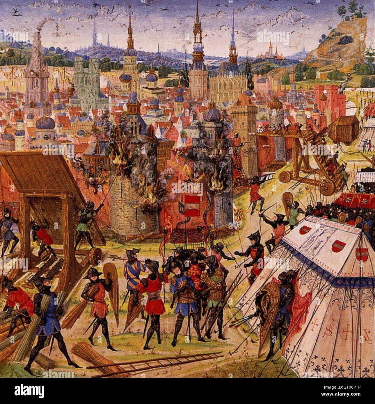ERSTER KREUZZUG : die Eroberung Jerusalems 1099 in einer spätmittelalterlichen Illustration. Stockfoto