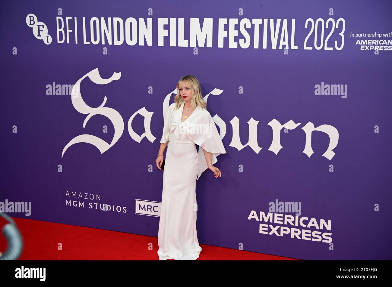 Royal Festival Hall, London, Großbritannien. Oktober 2023. BFI 2023: Lola Clark nimmt an der Saltburn - Opening Night Gala in London Teil. Quelle: Siehe Li/Picture Capital/Alamy Live News Stockfoto