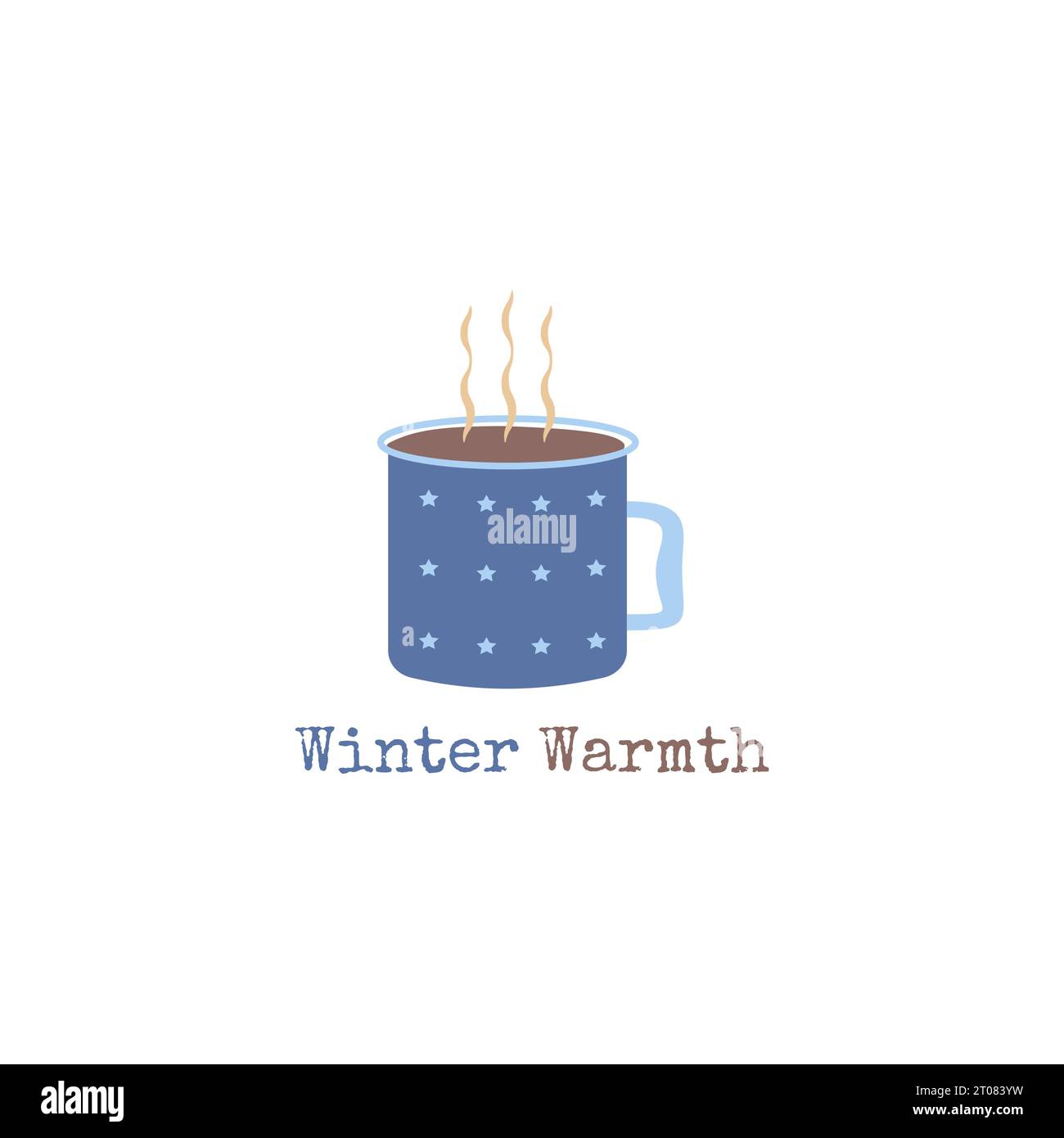 Logo einer Tasse heißen Kaffees oder heißer Schokolade, die für den Winter geeignet ist. Stock Vektor