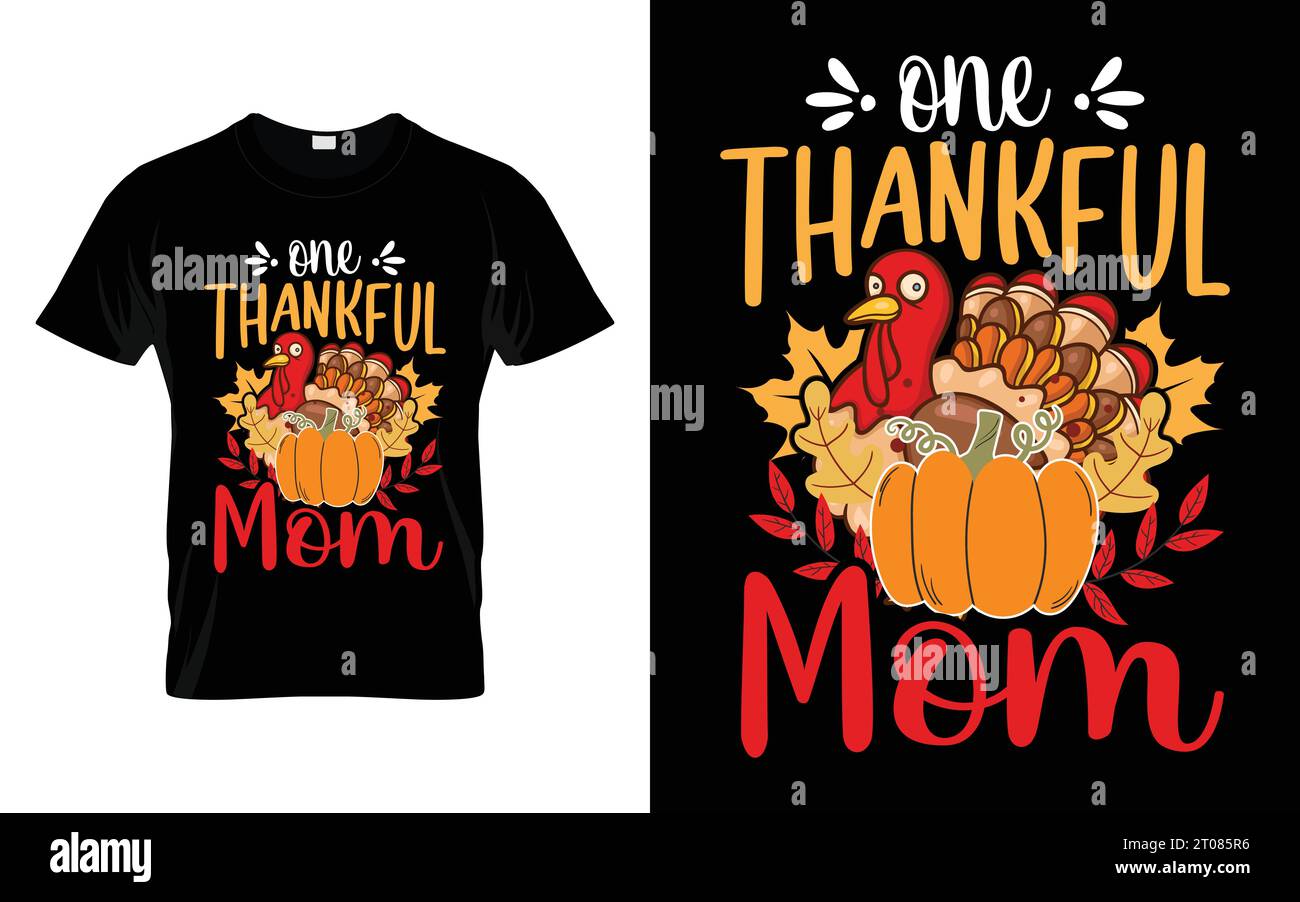 Ein dankbarer Mom lustiger Thanksgiving Türkei T-Shirt Design Vektor Stock Vektor