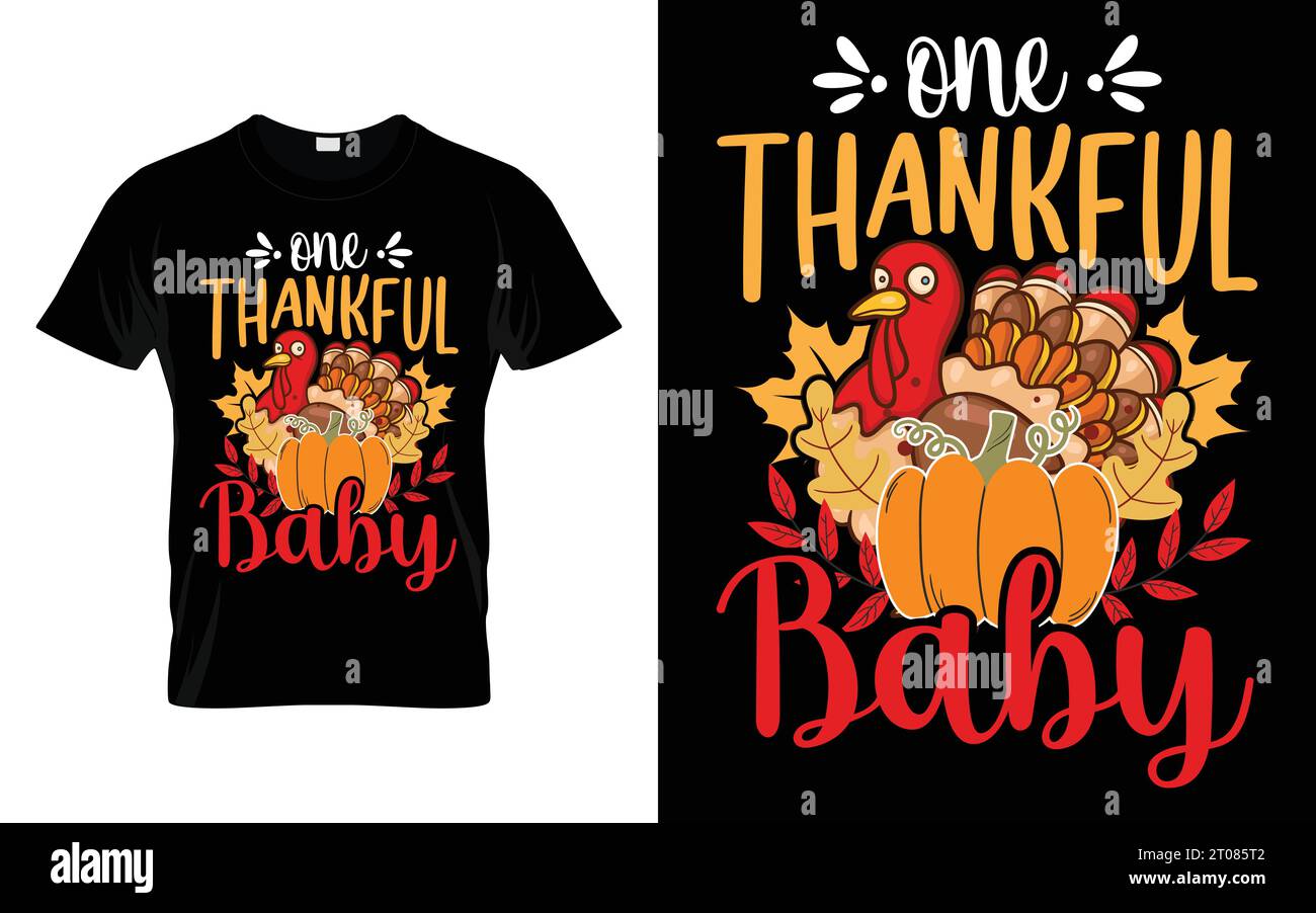Ein dankbares Baby lustiges Thanksgiving Türkei T-Shirt Design Vektor Stock Vektor