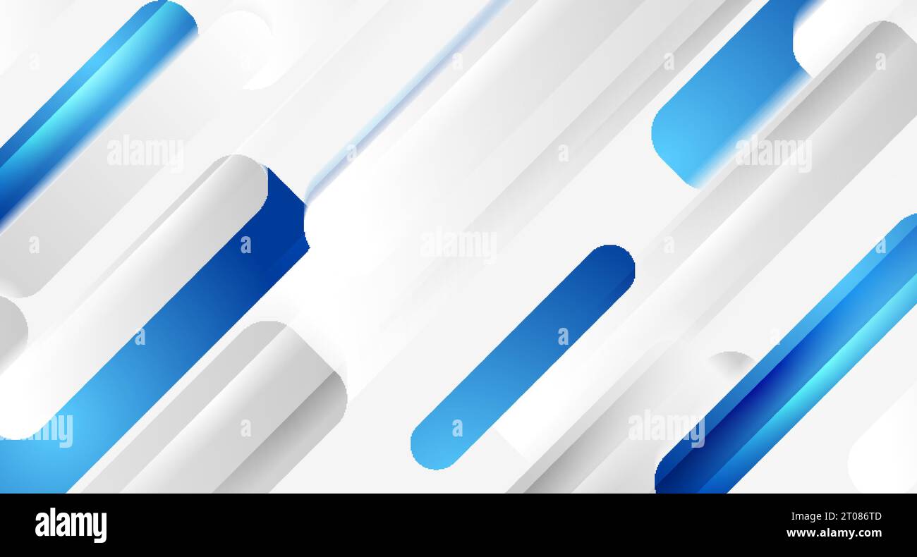 Grau und blau minimale Zusammensetzung mit geometrischen diagonalen Formen. Abstrakter weißer Cyan-Vektor-Konzept-technischer Hintergrund Stock Vektor