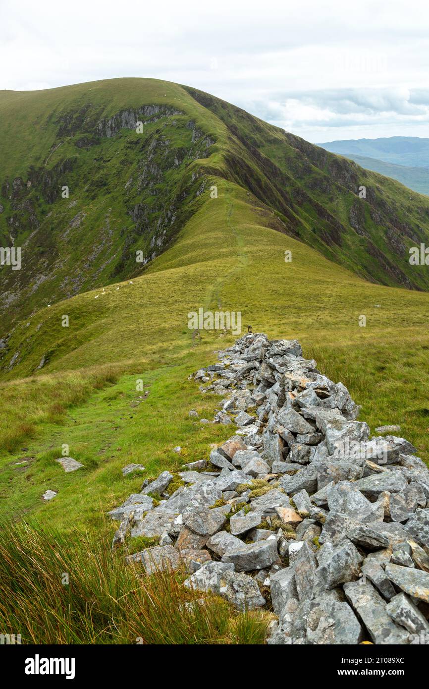 Trum y Ddysgl (709 m), Nantlle Ridge, Eifionydd, Snowdonia Stockfoto