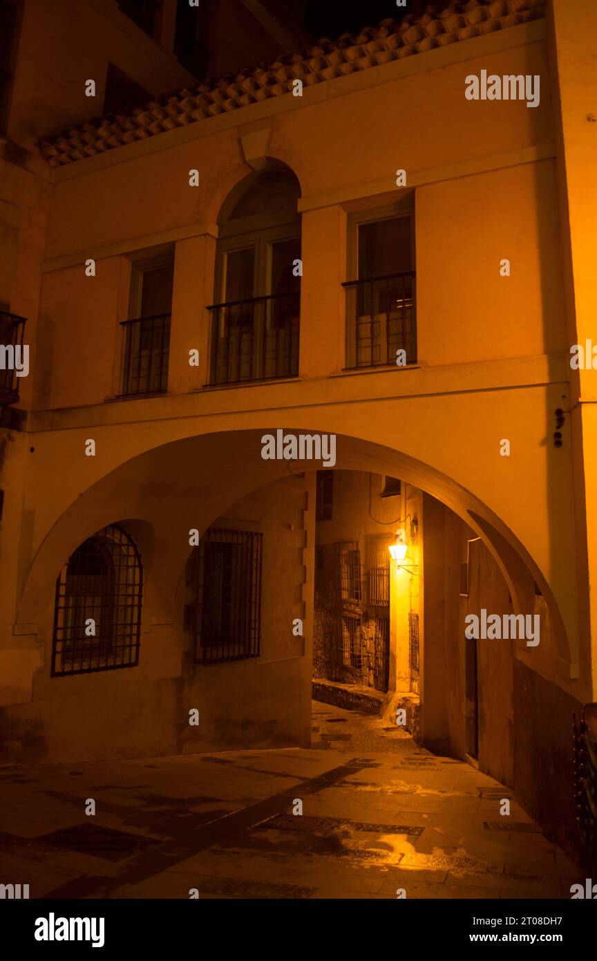 Calles de Cuenca por la noche Stockfoto