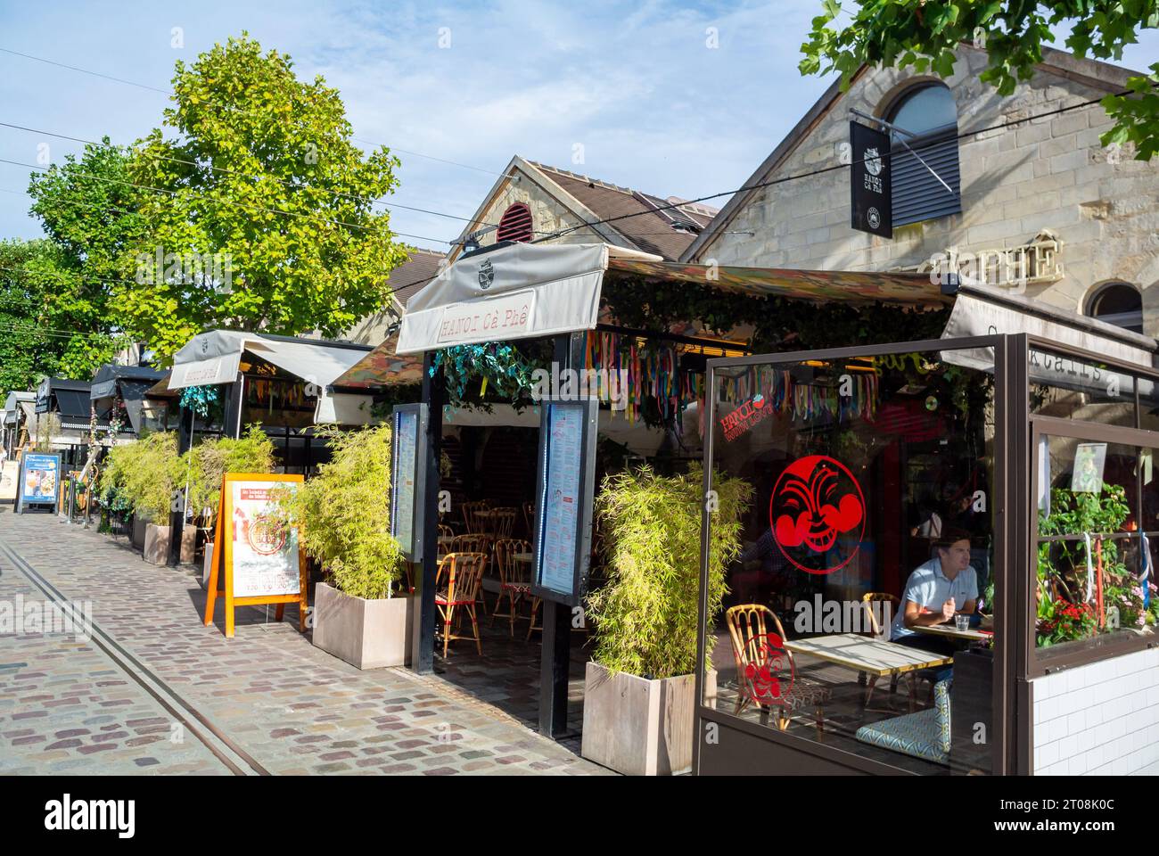 Paris, Frankreich, Einkaufszentrum und Restaurant-Bar im Bercy Village im 12. Bezirk in Paris, nur redaktionell. Stockfoto