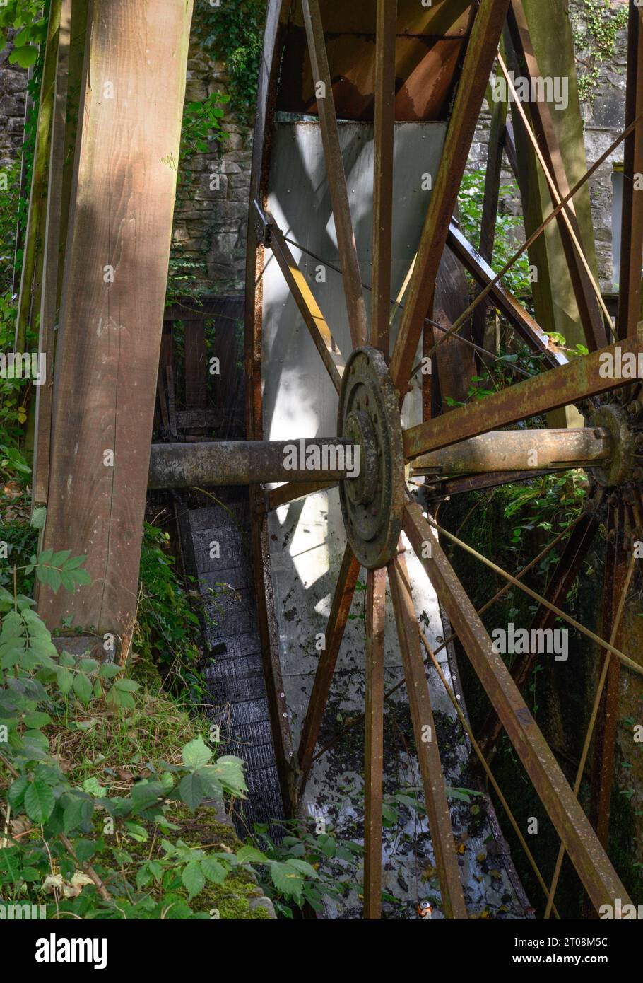 Mill Wheel Detail in der Mühle auf der Flotte, Gatehouse of Fleet, Schottland Stockfoto