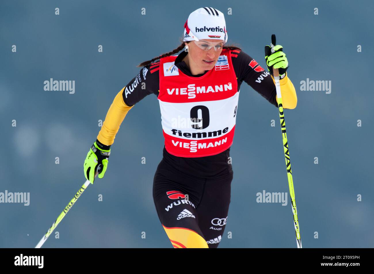 Nicole FESSEL Aktion, Aktion, 1,2 km Frauen Classic Sprint FIS Nordische Ski Weltmeisterschaft in Val di Fiemme, Italien am 21.02.2013 Stockfoto