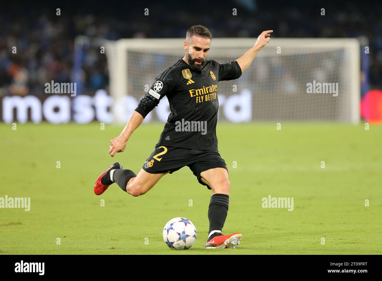 Daniel Carvajal von Real Madrid CF im Einsatz während der UEFA Champions Leaguematch zwischen SSC Neapel und Real Madrid CF im Stadio Maradona am 3. Oktober 2023 in Neapel. Stockfoto