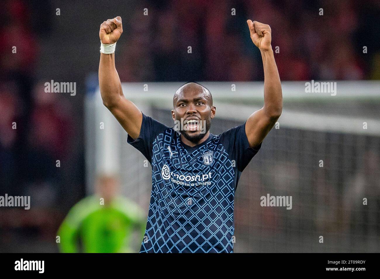 Al Musrati (Sporting Braga, #8) feiert UEFA Champions Leaguel: 1. FC Union Berlin gegen Sporting Braga, Olympiastadion, Berlin, 03.10.2023 Stockfoto