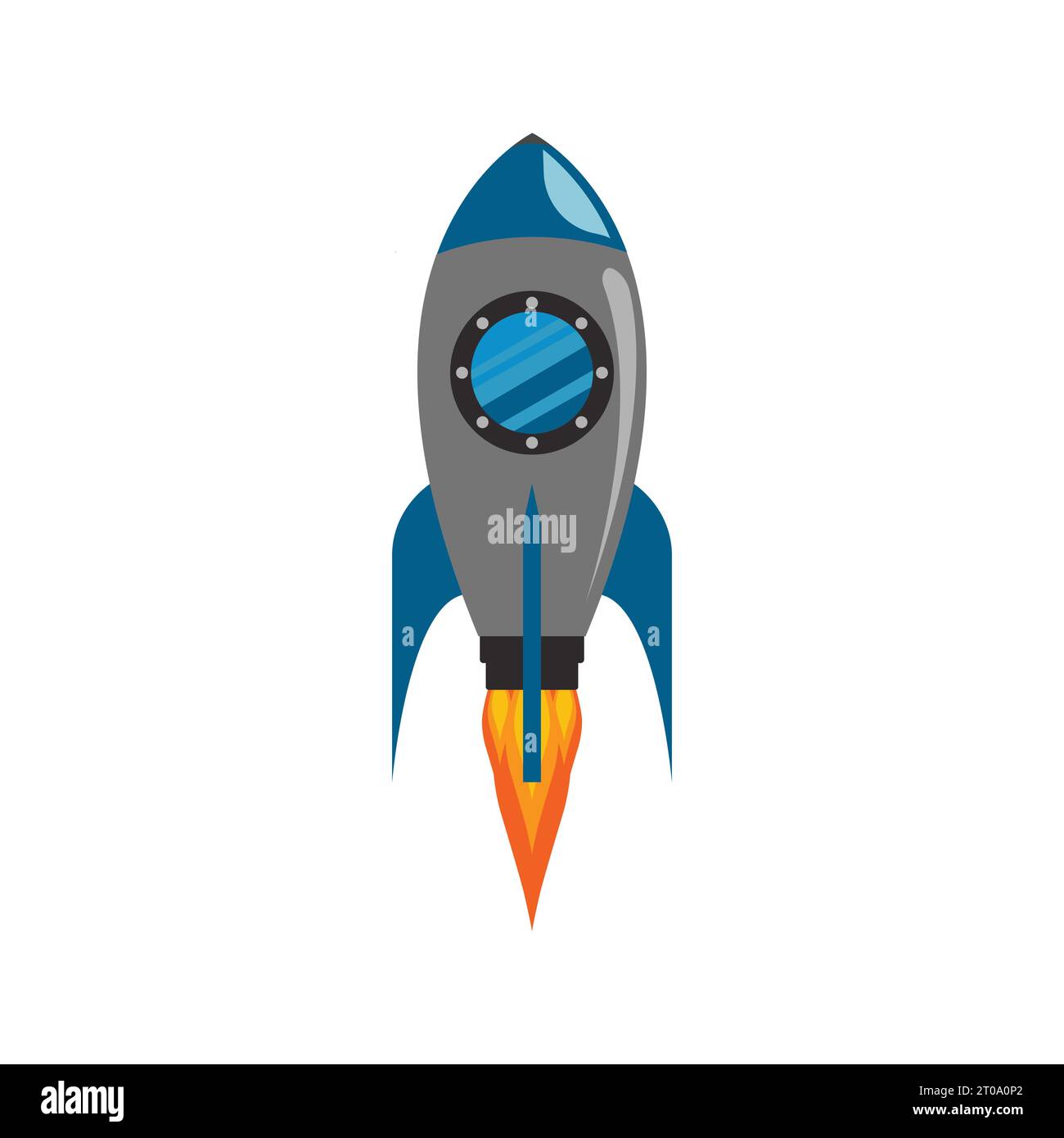 Minimales Raumschiff zum Ablegen der Rakete im Cartoon-Stil. Spielzeugrakete aufwärts. Start-up, Raum, Geschäftskonzept isolierte Vektorillustration Stock Vektor