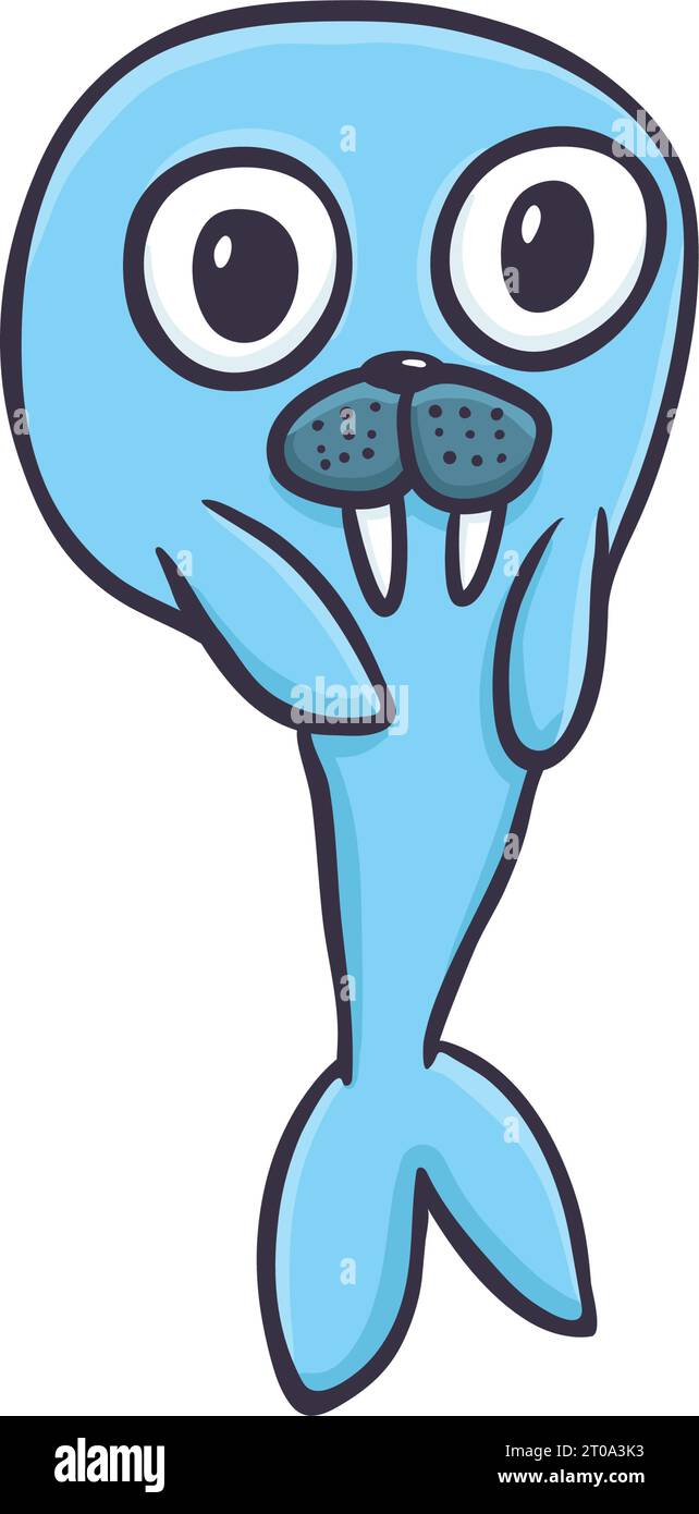 Comic Siegel niedliches handgezeichnetes Tier. Vektor Stock Vektor