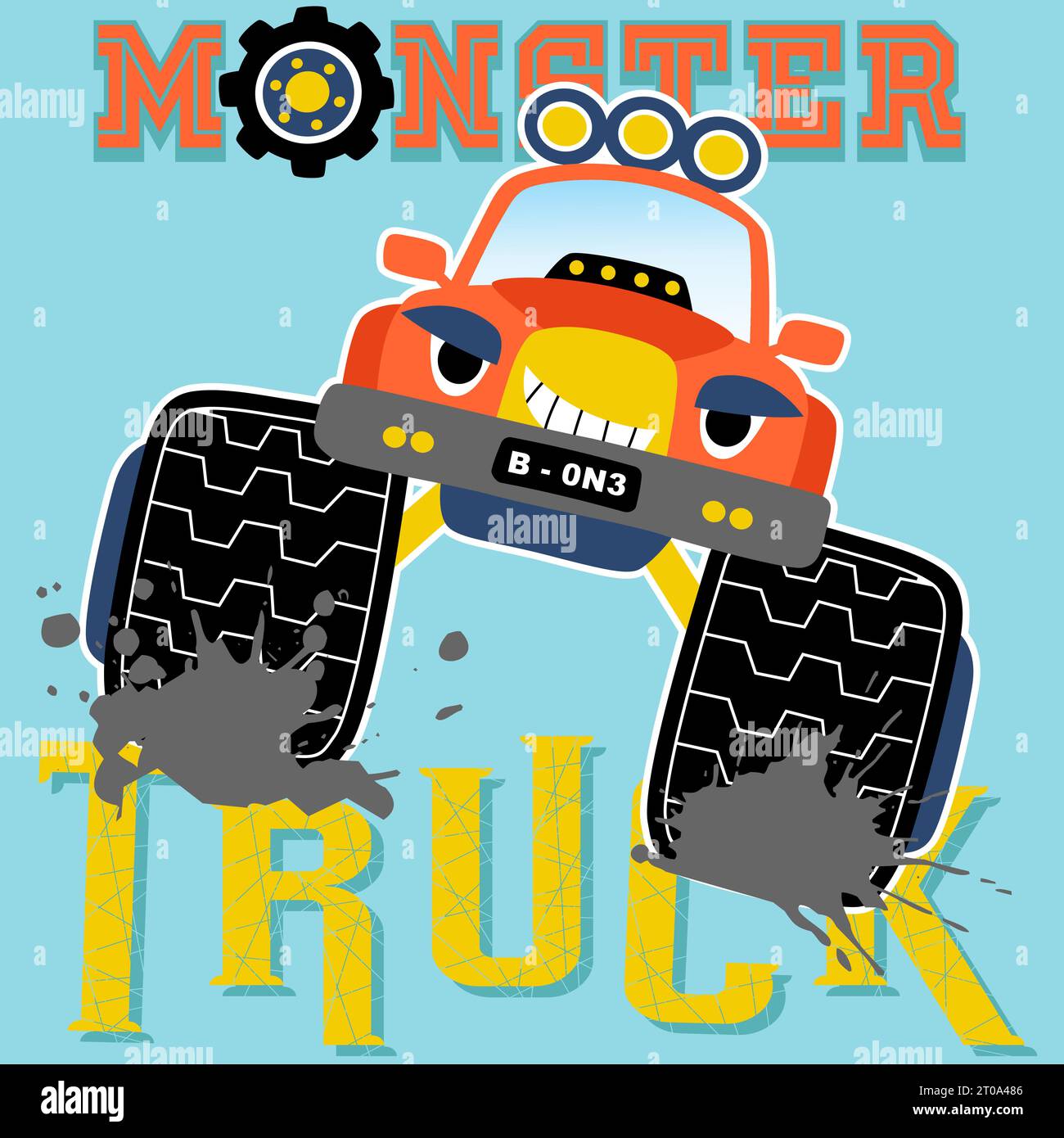 Monster Truck Vektor Cartoon Illustration Stock Vektor