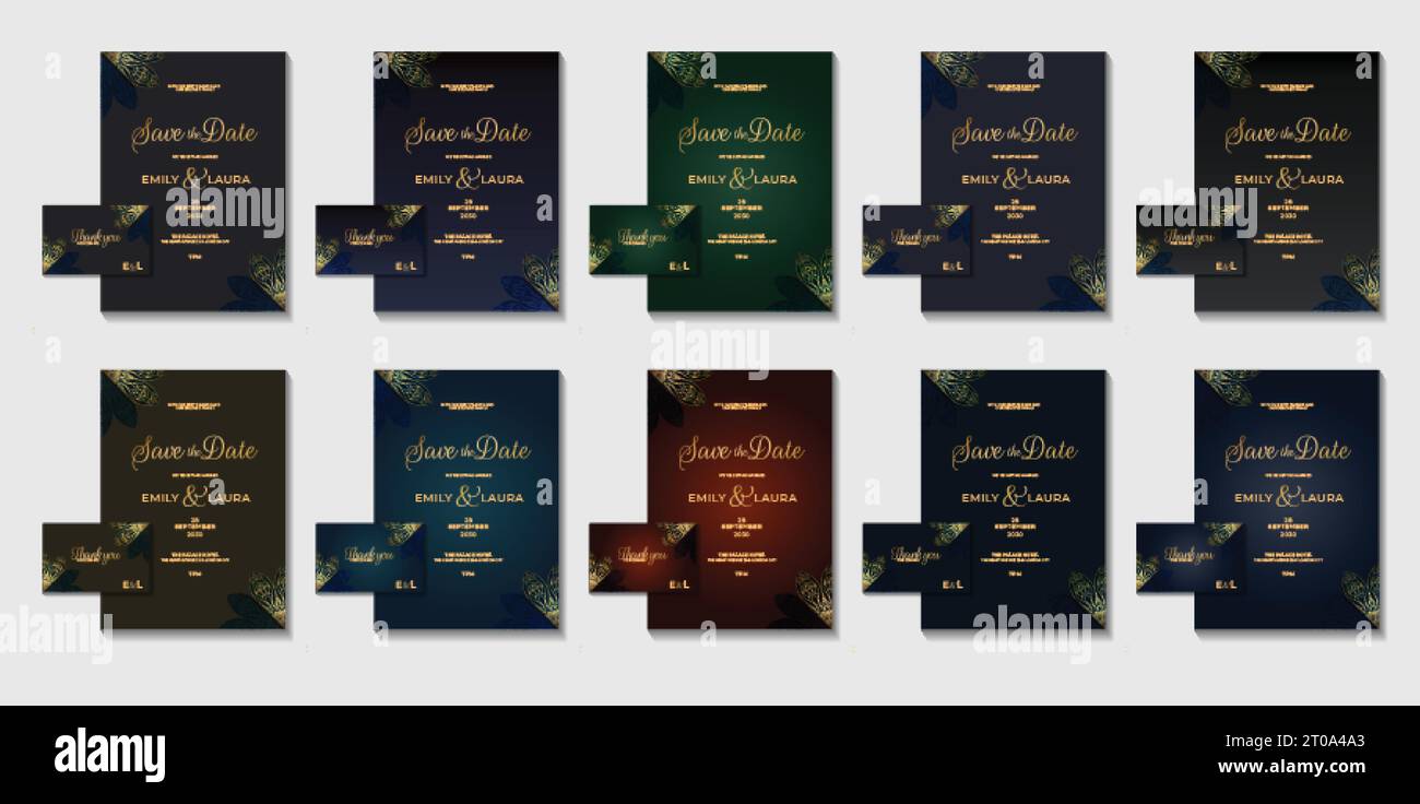 Set-Kollektion geometrisch elegant luxuriöse königliche Karte orientalische Hochzeitseinladung Mega-Bundle Goldene Elemente geometrisch illustrierte goldene Elemente Desig Stock Vektor
