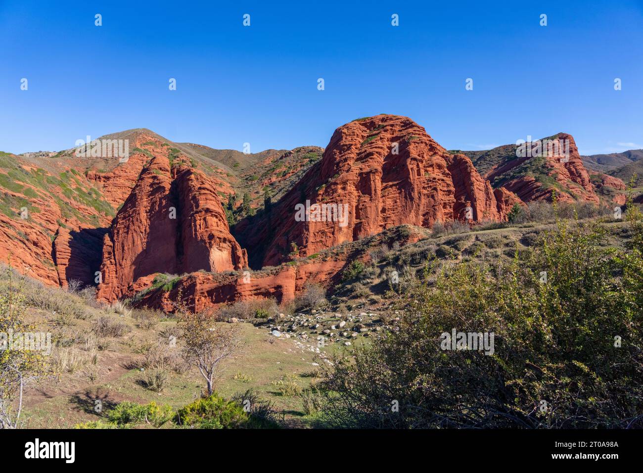 Kirgisistan, Provinz oder Oblasty von Issyk-Kul, Jeti-Oguz Canyon und der Seven Bulls Felsformation Stockfoto