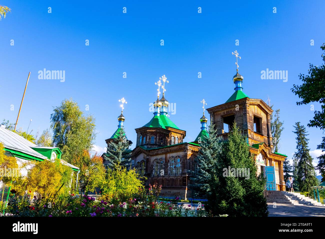 Kirgisistan - Karakol - russischen orthodoxen Heiligen Dreifaltigkeits-Kathedrale Stockfoto