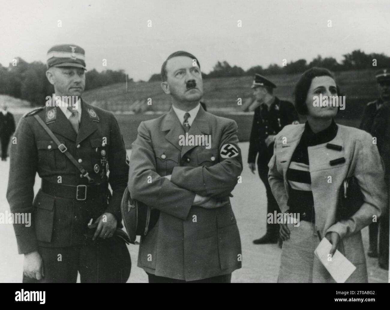 Adolf Hitler und Leni Riefenstahl planen die Dreharbeiten von Triumph des Willens Stockfoto