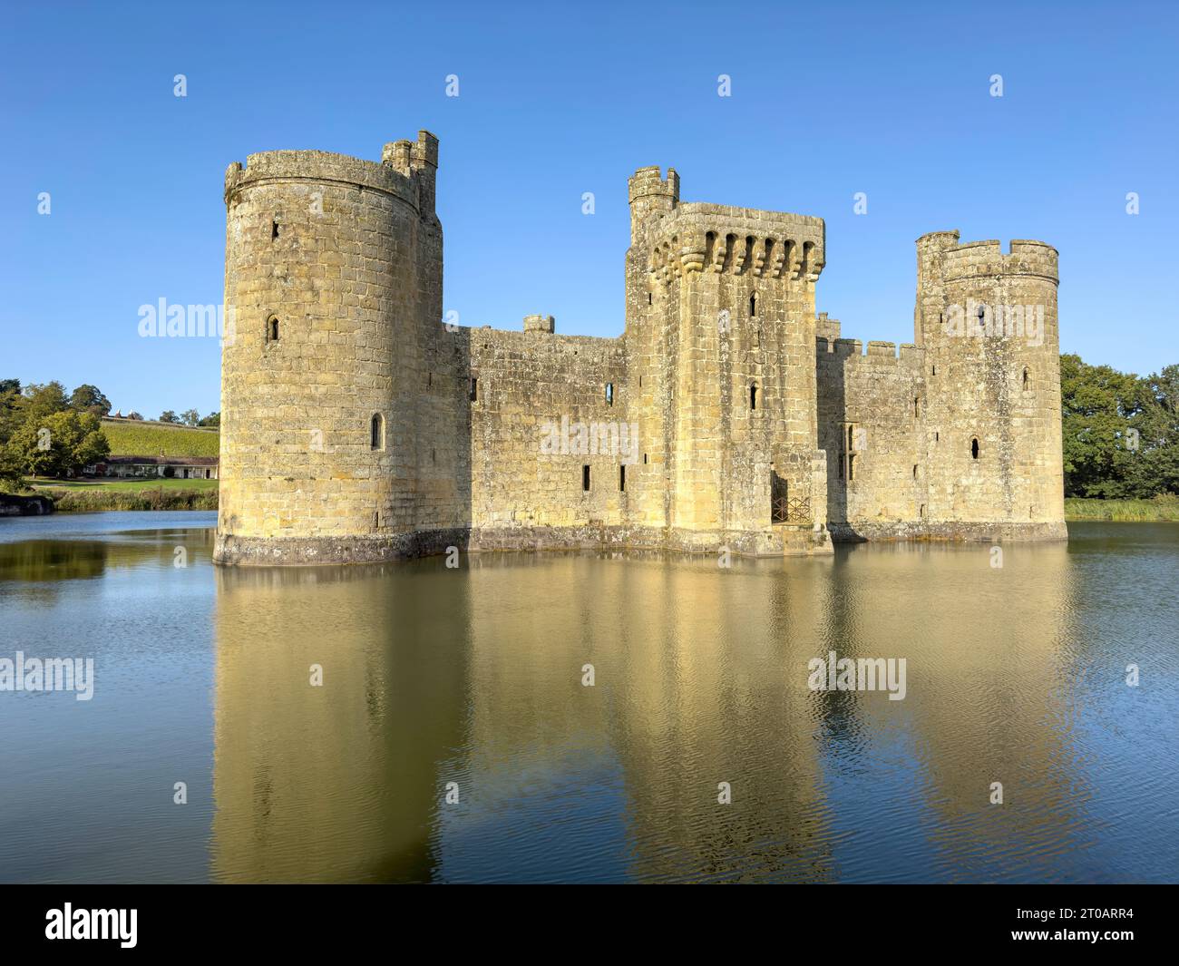 14th Century Bodiam Castle, Bodiam, East Sussex, England, Vereinigtes Königreich Stockfoto