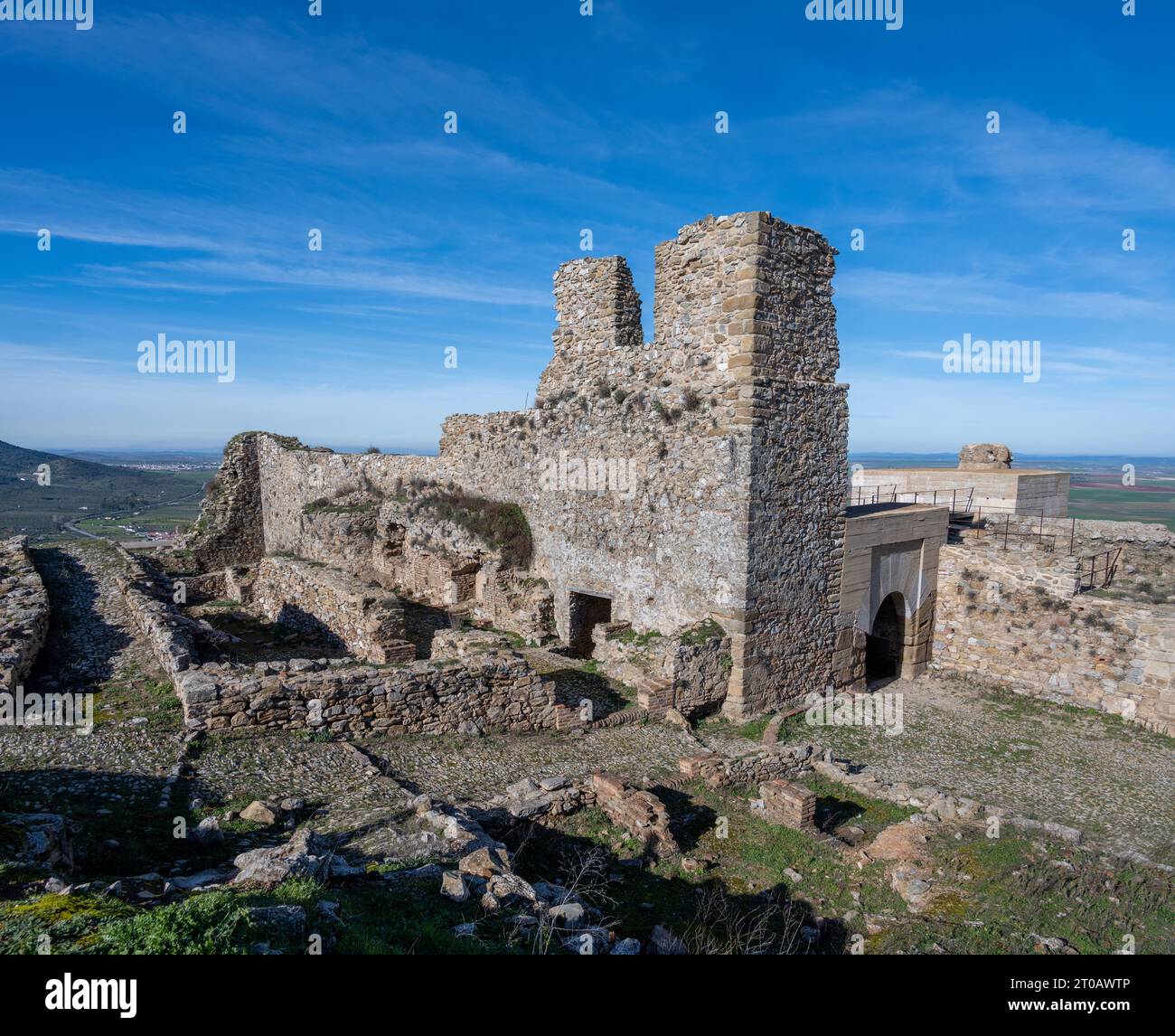 Die Alcazaba de Reina befindet sich in Extremadura Spanien Stockfoto