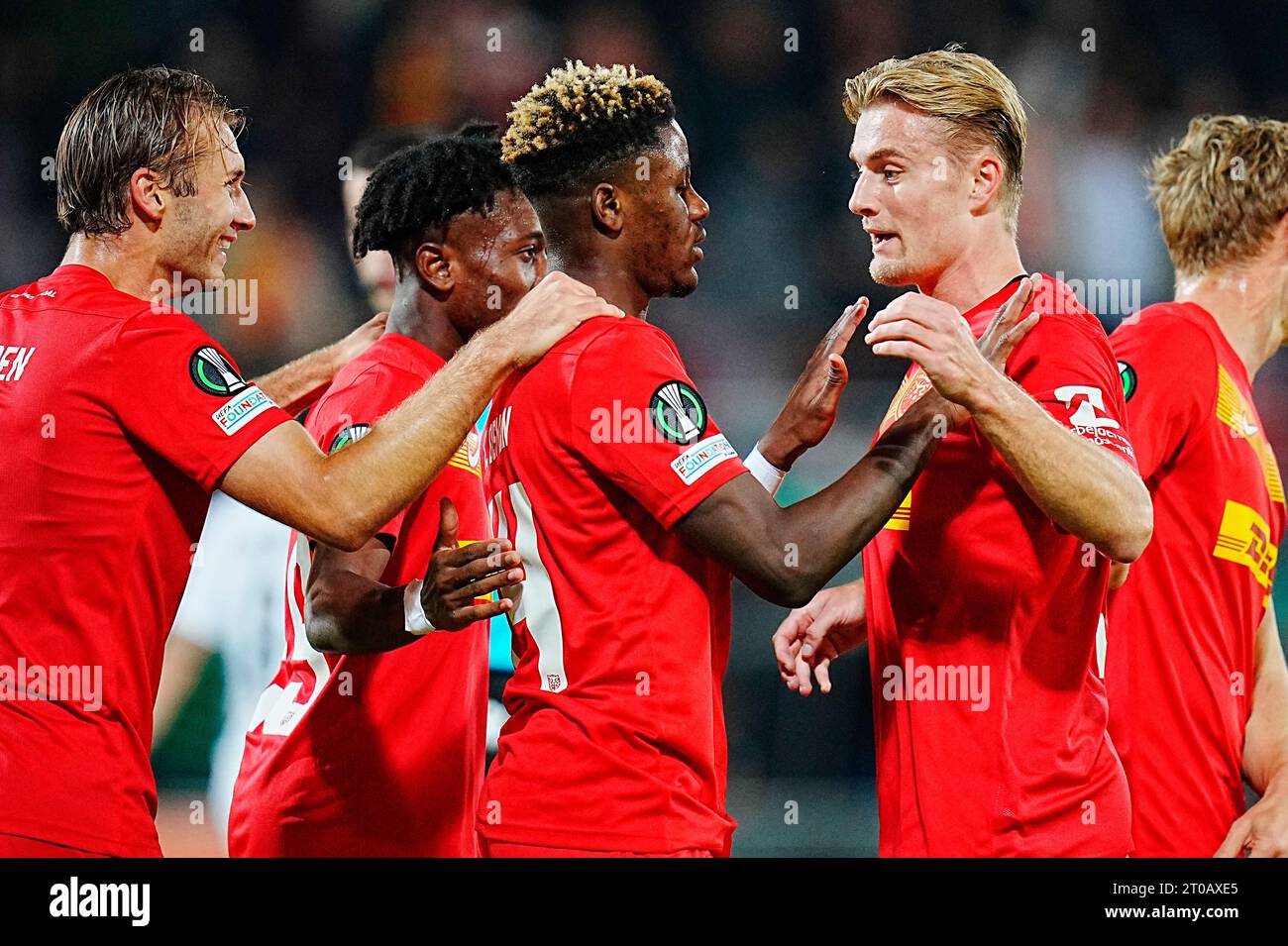 Der FC Nordsjaelland Ibrahim Osman erzielt mit 2:1. FC Nordsjaelland – PFC Ludogorets treffen sich am Donnerstag, den 5. Oktober 2023 in der Conference League im Farum Park. (Foto: Liselotte Sabroe/Scanpix 2023) Stockfoto