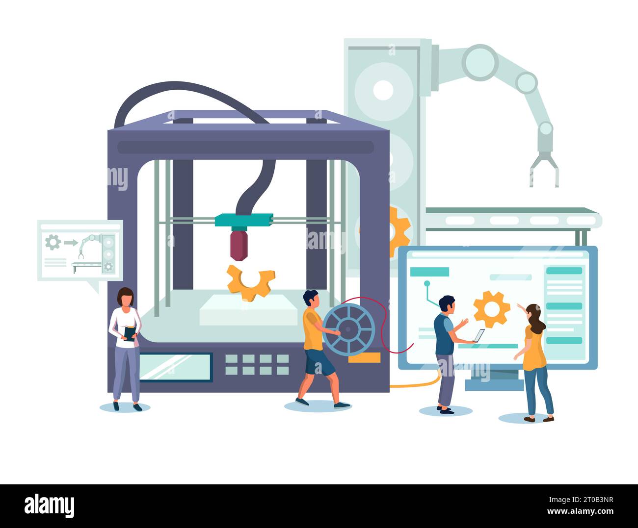 Vektorkonzept der 3D-Drucktechnologie für Webbanner, Website-Seite Stock Vektor