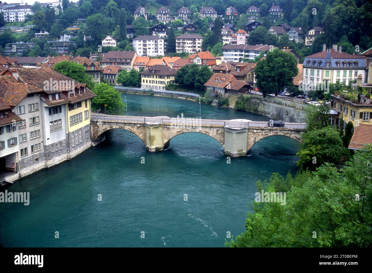 Malerischer Blick auf die Aare in Bern, Schweiz Stockfoto