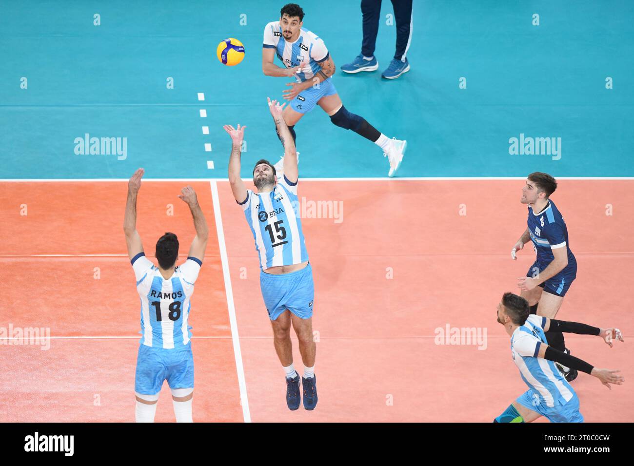 Luciano De Cecco, Martin Ramos, Facundo Conte, Bruno Lima, Santiago Danani (Argentinien). Volleyball-Weltmeisterschaft 2022. Stockfoto
