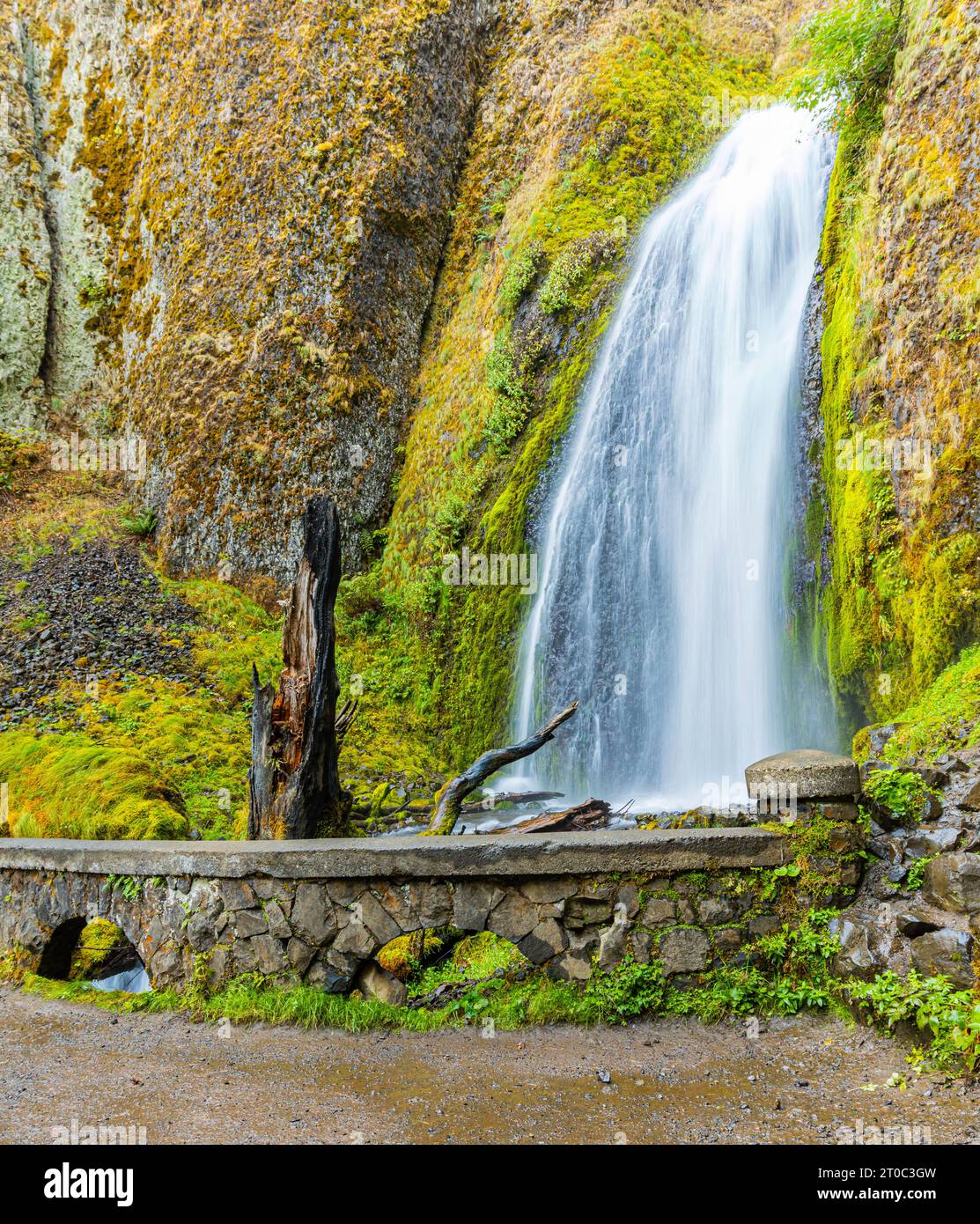 Stone Bridge und Wahkeena Falls, Columbia River Gorge, Oregon, USA Stockfoto