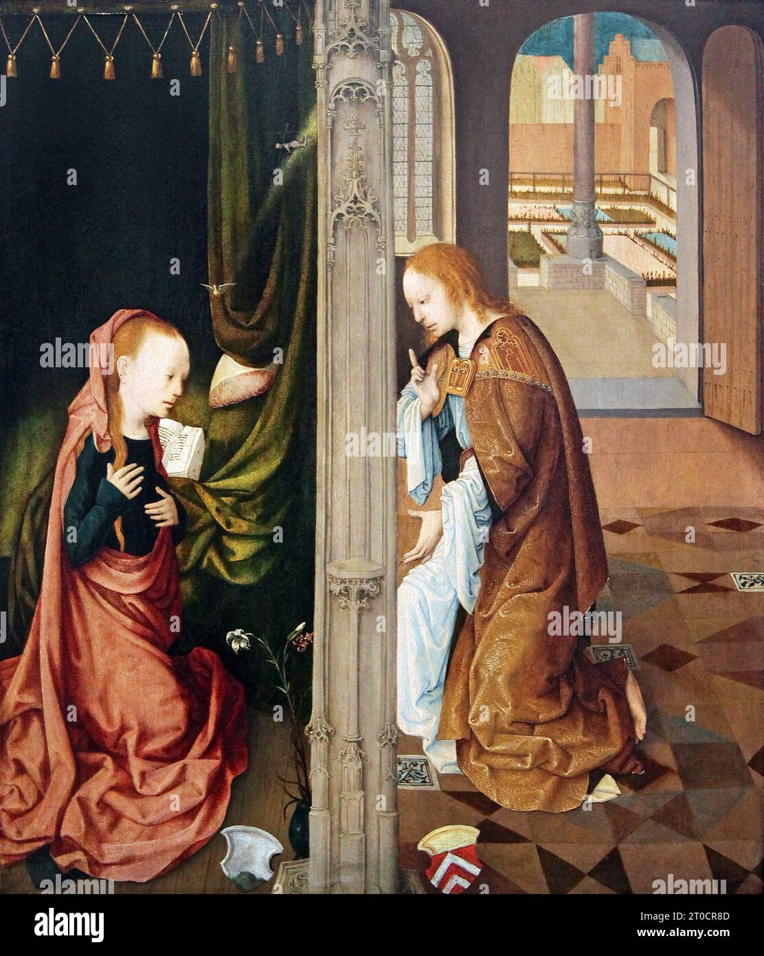 Die Verkündigung (c.1470-1480). Von Meister der Virgo Inter Virgines. (1475-1510). Stockfoto