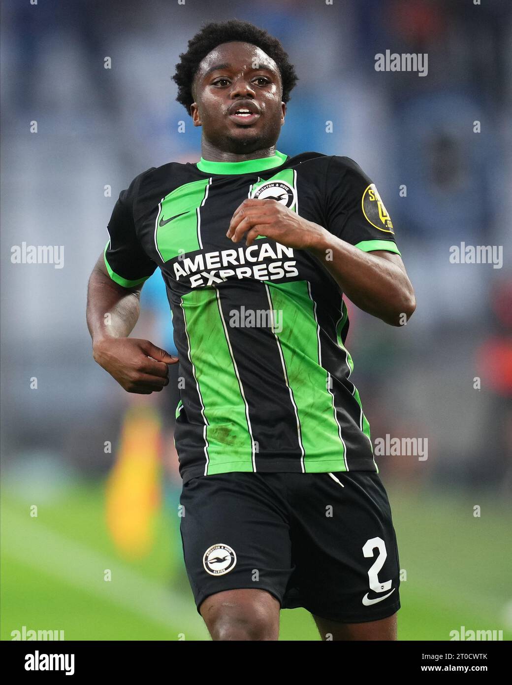 Marseille, Marseille. Oktober 2023. Tariq Lamptey aus Brighton Hove Albion spielte am 5. Oktober 2023 im Stade Velodrome in Marseille, Frankreich, während des UEFA Europa League-Spiels zwischen Olympique Marseille und Brighton Hove Albion (Gruppe B, Datum 2). (Foto: Bagu Blanco/PRESSINPHOTO) Credit: PRESSINPHOTO SPORTS AGENCY/Alamy Live News Stockfoto